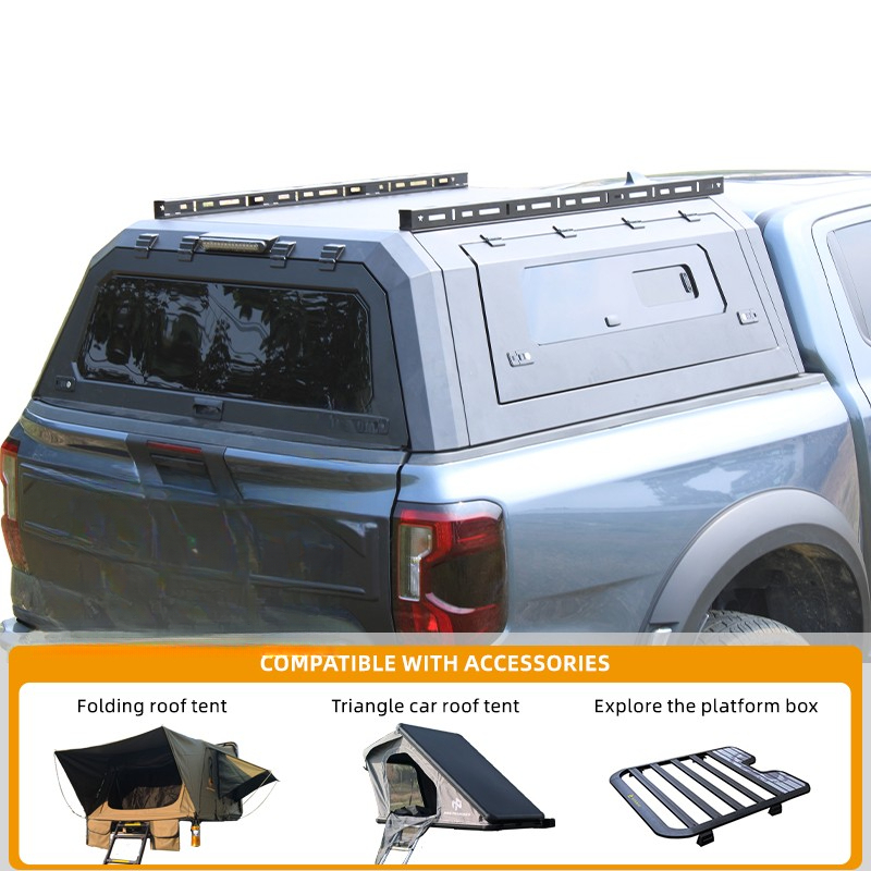 Car Accessories For Camping - Hochwertige Edelstahl-Hardtop-Pickup-Ladeflächenabdeckung mit Dachgepäckträger, Camping-Überdachung, passend