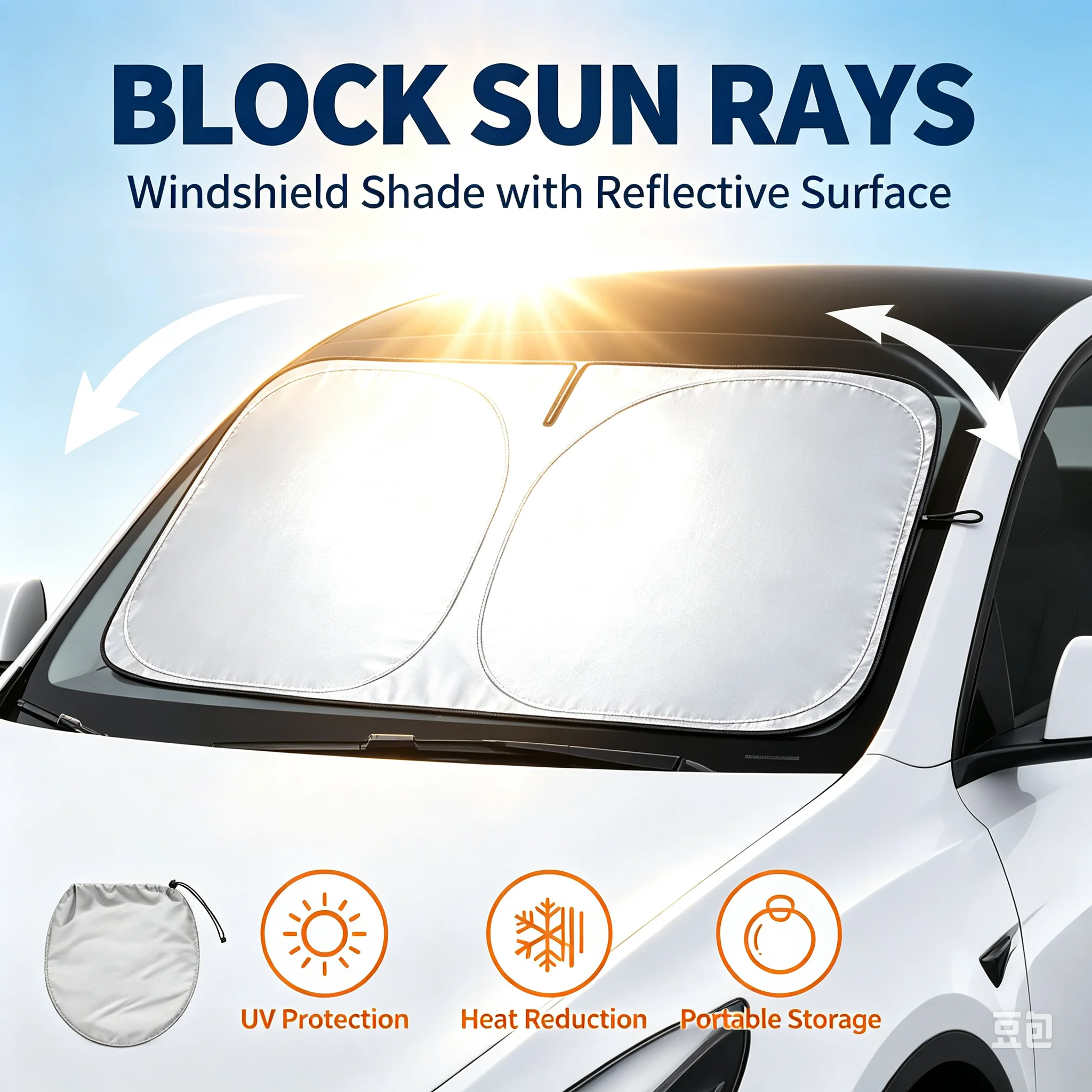 Windshield Sun Shade - Auto-Sonnenblende Windschutzscheiben-Sonnenschutz Wärmeisolierung Sommer-Kühlung Auto-Zubehör Physikalische
