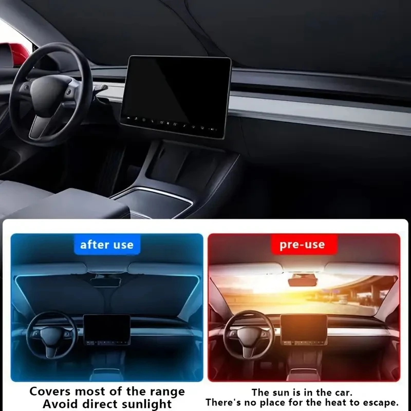 Windshield Sun Shade - Auto-Sonnenschutzrollo für Windschutzscheibe, faltbarer UV-Schutzvorhang, Styling-Zubehör