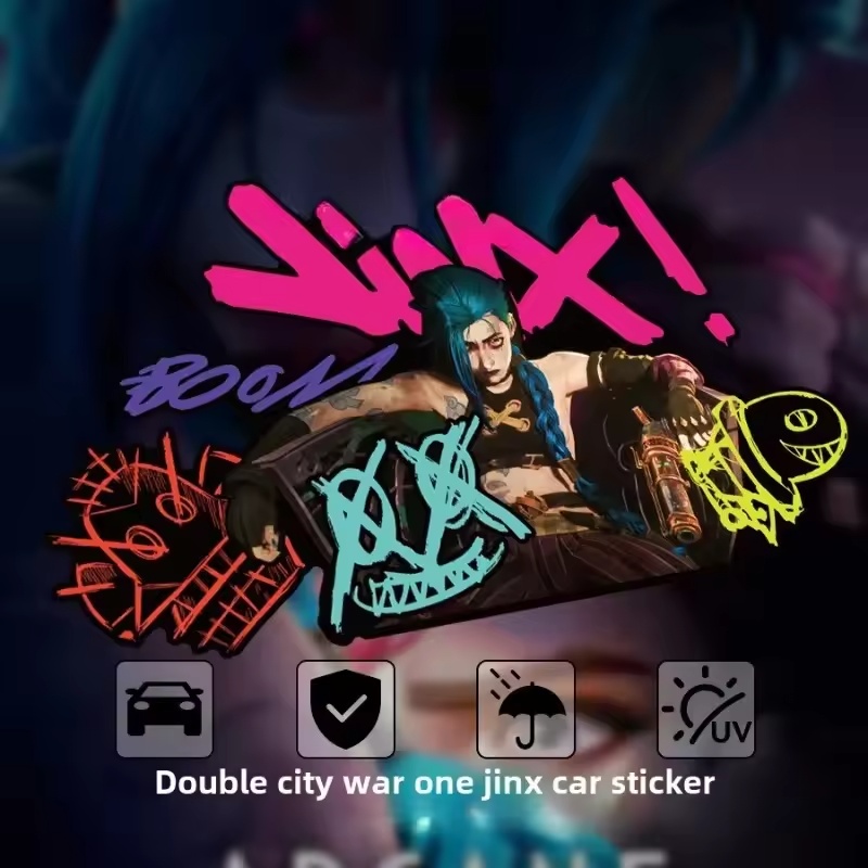 Car Accessories Sticker - Arcane Jinx Graffiti Reflektierender Autoaufkleber Elektromotorrad