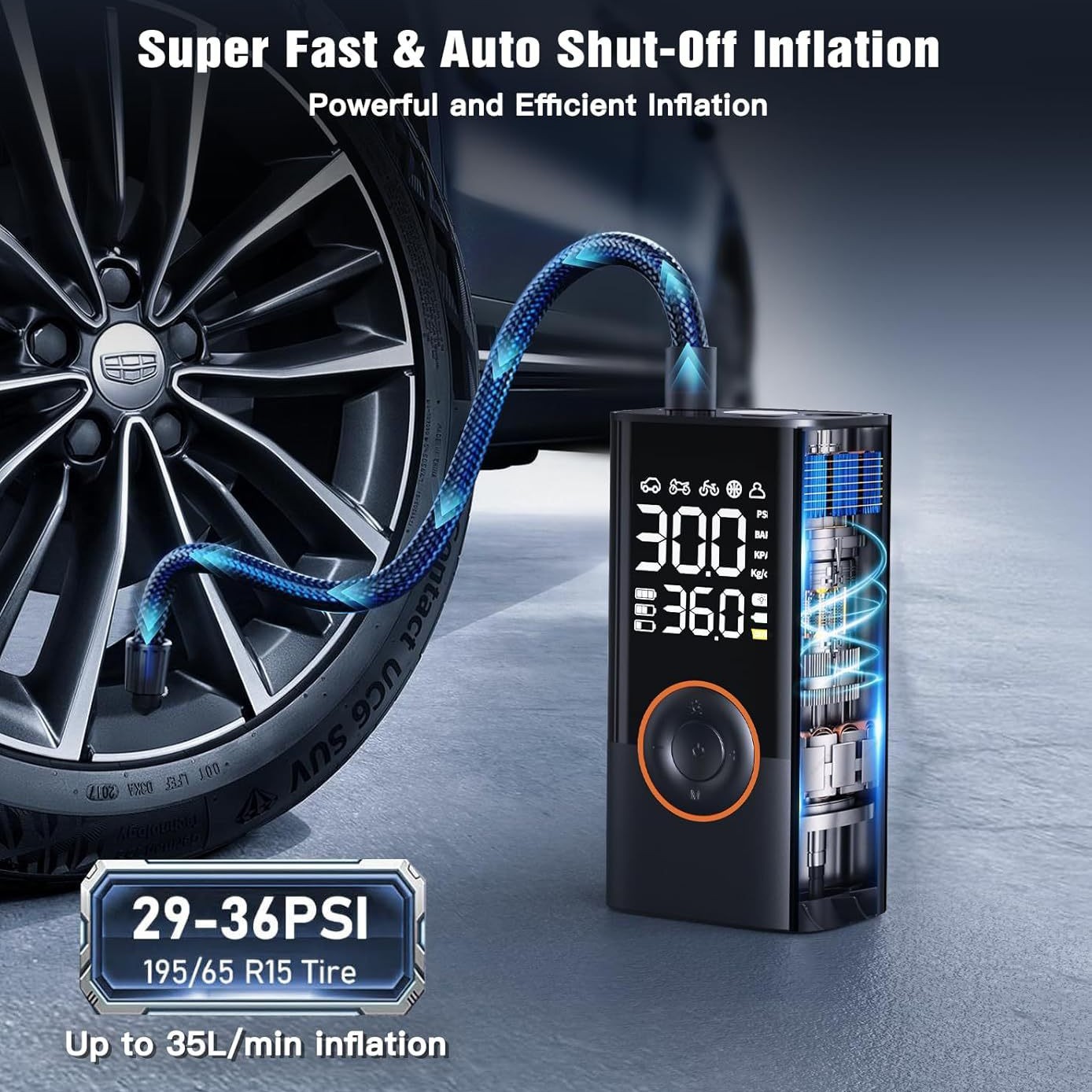 Effektive Wiederaufladbare Kab – Car Portable Tire Inflator Bewertung und Preis